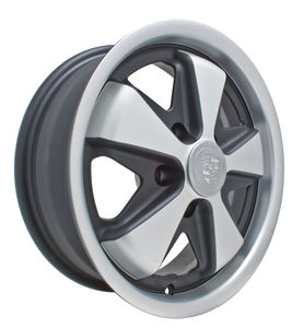 rim 5 x 112 pattern 5 spoke Bus matte black & silver alloy 15 x 5.5 Empi