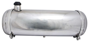 Polished Stainless Steel Gas Tank, 10" X 33", End Fill, 10.5 Gallon Empi