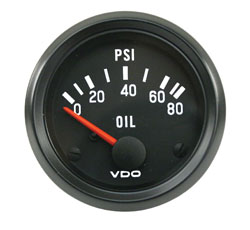 oil pressure gauge black VDO 2 1/16" elect 80 psi