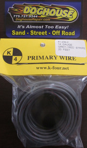 Primary wire 14 gauge gray & red striped K-Four 20'