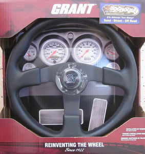 steering wheel 13" alloy black 3 spoke 3" deep dish - Grant Empi