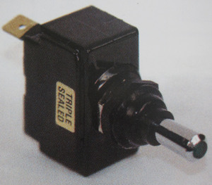switch - toggle sealed OFF ON GREEN tip 15 amp single pole K-Four chrome