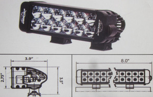 Endeavour 3 watt double row LED light - flood Black 12 LED's 8"
