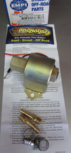 fuel pump electric 4 to 8 psi with barbs & clamps - regulator required Empi fuel pump electric 4 to 8 psi with barbs & clamps - regulator required Empi