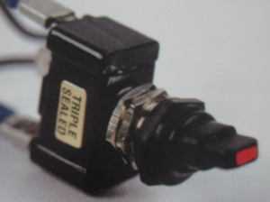 switch - toggle sealed OFF ON RED tip 30 amp single pole K-Four plastic
