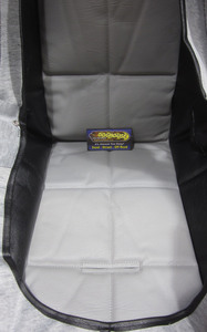 seat cover high back black/grey vinyl square for poly seat Empi