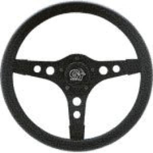 steering wheel 13" steel black 3 spoke 3 1/2" deep dish Empi