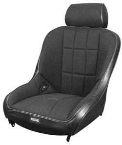 seat - Race-Trim low back super seat black vinyl & black fabric 24
