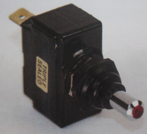 switch - toggle sealed OFF ON RED tip 15 amp single pole K-Four chrome