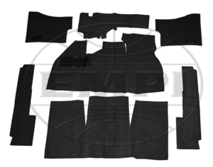 carpet kit 7 piece bug 58-68 front & rear black Empi loop footrest